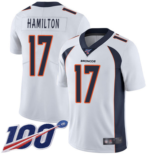 Men Denver Broncos #17 DaeSean Hamilton White Vapor Untouchable Limited Player 100th Season Football NFL Jersey->denver broncos->NFL Jersey